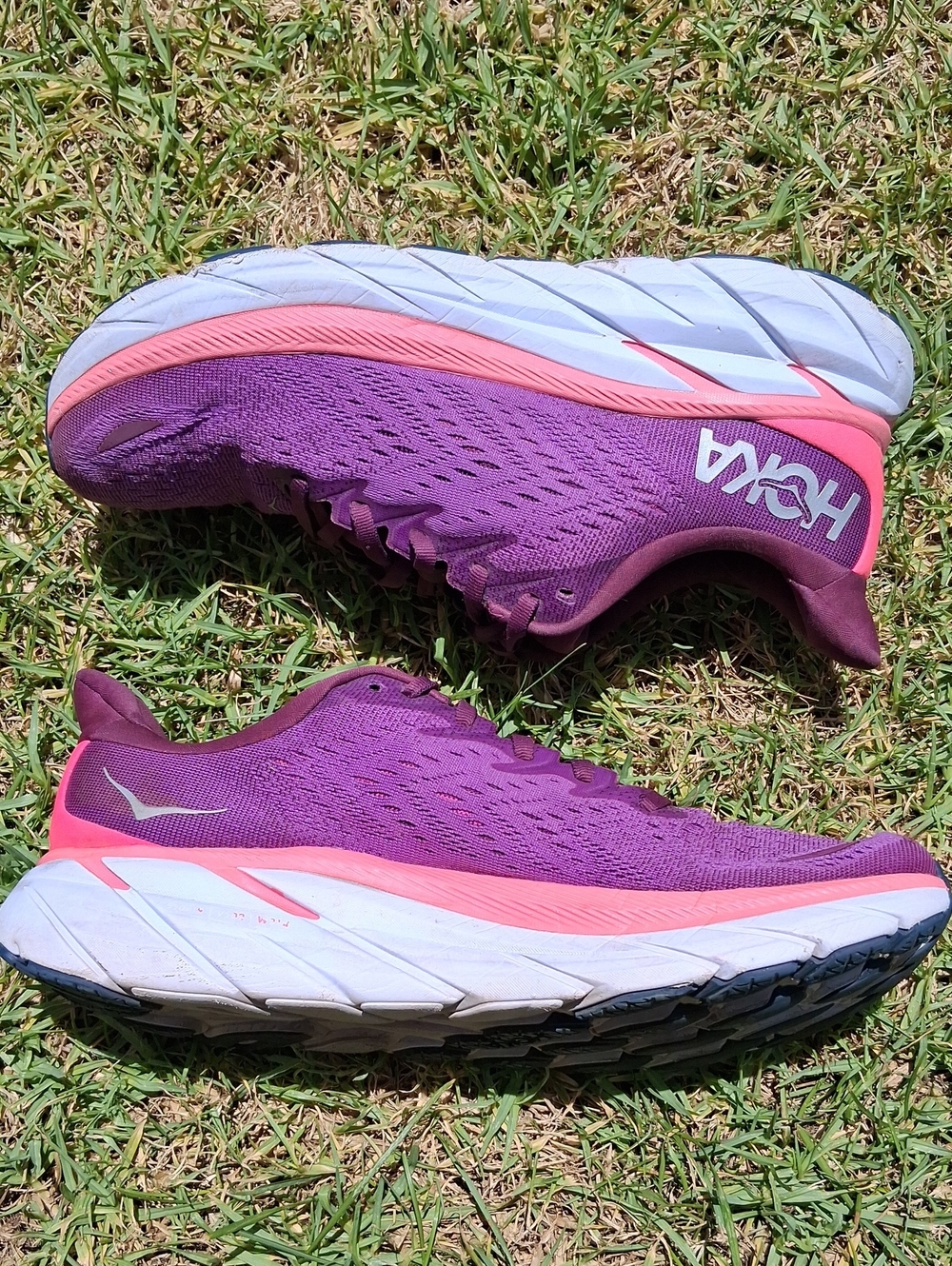Hoka Clifton 8  Women’s Purple Running Shoes with Pink Trim